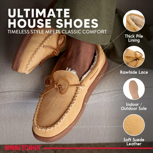 Miniatura 3 de Minnetonka - Pantuflas con suela rígida y forro de pelo para hombre