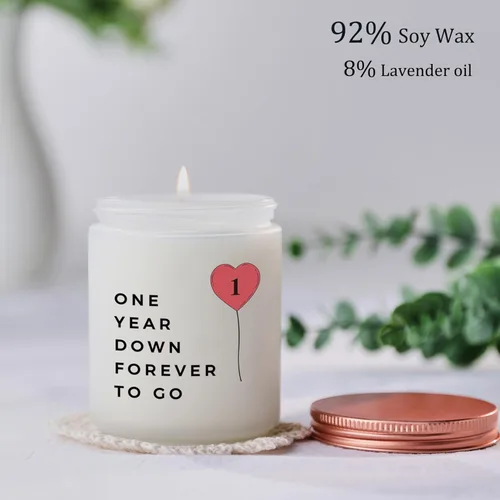 Miniatura 2 de Un año, 1º, 1 año, regalo de vela de primer aniversario para él, su pareja, el mejor regalo romántico de aniversario de papel para novia, novio