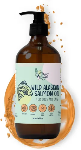 Aceite de salmón salvaje de Alaska, suplemento de aceite de pescado natural, fabricado en Estados Unidos, para perros y gatos, rico en omega-3