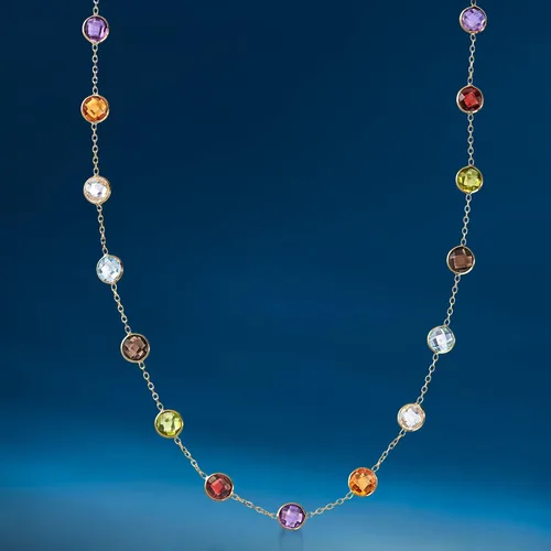 Miniatura 4 de Ross-Simons 1380 ct tw Bezel-Set Multi-Gemstone Station Necklace in 14kt Yellow Gold