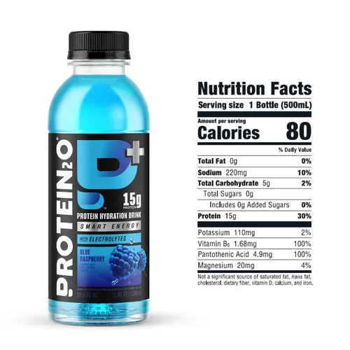 Miniatura 2 de Protein2o - Bebida de agua con 0.53 onzas de proteína de suero de leche; energizante, sabor a arándano y frambuesa, 17 onzas fluidas por botella