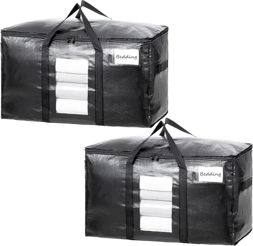 Miniatura 38 de TAILI - Bolsas de mudanza extra grandes, paquete de 10 bolsas negras resistentes para almacenamiento con ventana visible, asas envolventes