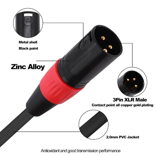 Miniatura 4 de XLR Adaptador de audio macho de 3 pines a 5 pines hembra Cable DMX Cable de altavoces Cable para micrófono DMX Luz de escenario -1M/3.3FT