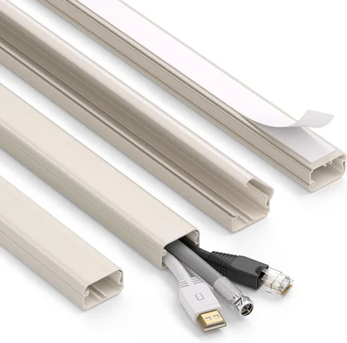Miniatura 10 de ZhiYo Ocultador de cable de 85 pulgadas para un cable, cubiertas de cable autoadhesivas para cables en la pared, cubiertas de cable de TV pintables