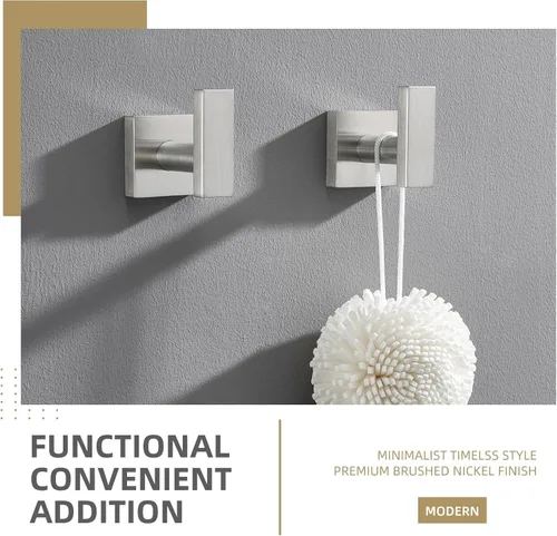 Miniatura 7 de Angle Simple Paquete de 2 ganchos para toallas de baño, soporte para bata de baño de acero inoxidable SUS304, moderno gancho para colgar abrigos