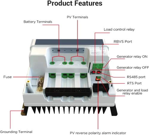 Miniatura 3 de EPEVER Controlador de carga solar MPPT 50A 12V/24V/36V/48V DC Identificación automática del voltaje del sistema Max.PV 150V Regulador del panel