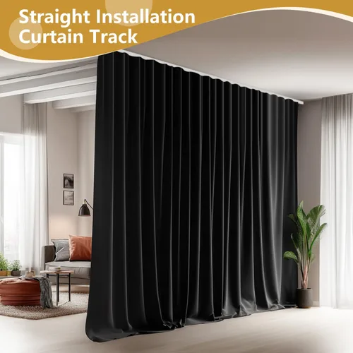 Miniatura 8 de MaKefeile Riel de cortina de techo flexible para montaje en techo o pared, cortinas divisoras de habitación resistentes para sala de estar, Blanco