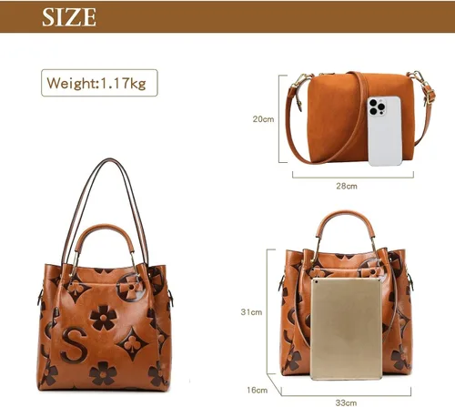 Miniatura 4 de Travistar Bolsos de mano florales para mujer, juego de bolso de mano de cuero en relieve con asa superior, bolsa de hombro grande, bolsa de hombro