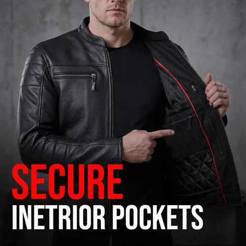 Miniatura 5 de REVOLT Chaqueta de motociclista para hombre, de cuero natural de búfalo, con protección CE - Ventilación, para crucero, motociclista, touring, Marrón