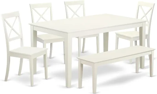 Miniatura 7 de East West Furniture CABO5-LWH-LC - Juego de mesa de comedor moderno de 5 piezas, incluye una mesa rectangular de madera y 4 sillas de comedor