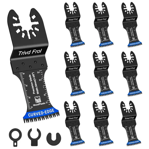 Miniatura 12 de 20 piezas de cuchillas oscilantes extra largas, cuchillas multiherramienta de borde curvo bi-metálico y dientes japoneses de corte preciso