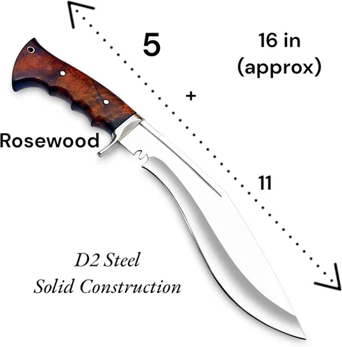 Miniatura 8 de Poshland Cuchillo de caza de hoja fija. Cuchillo resistente para durar mucho tiempo completamente hecho a mano con funda incluida, ha sido diseñado