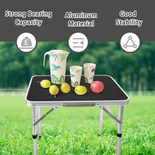 Miniatura 6 de Camp Field Mesa pequeña plegable de aluminio, altura ajustable, mesa de campamento portátil ligera para picnic, playa, al aire libre e