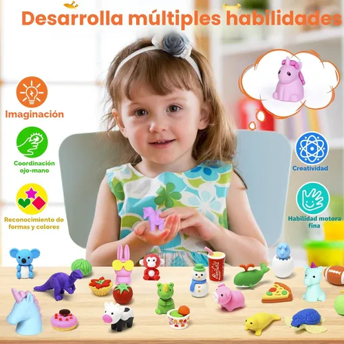 Miniatura 7 de Moosia Paquete de 120 borradores de lápices de animales para niños, mini rompecabezas 3D para desmontar, mascotas de escritorio y juguetes de caja