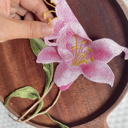 Miniatura 3 de Parches florales bordados para coser en ropa, chaquetas, sombreros, decoración de bricolaje (orquídea rosa)