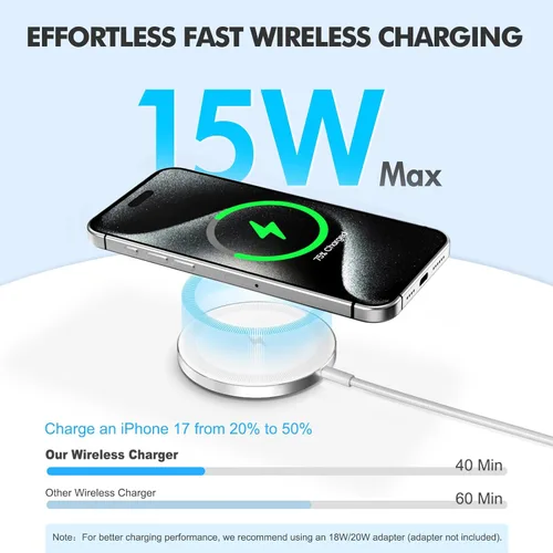 Miniatura 2 de Paquete de 3 cargadores inalámbricos magnéticos de 15 W: almohadilla de carga rápida Qi2 para iPhone Air 17 16 15 14 13 12 Pro Max, Samsung Galaxy