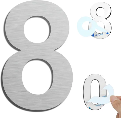 Miniatura 18 de Números de casa autoadhesivos – Números de puerta de acero inoxidable de 6 pulgadas para exteriores – Número de casa grande y moderno, número