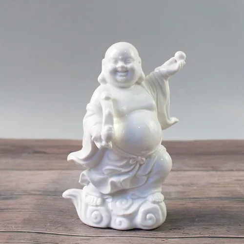 Miniatura 10 de Estatua de Buda Maitreya que ríe Zen Esculturas Ornamento Feliz Budismo de la Suerte Estatua de Sala de estar Oficina Estatua de Estatua de Estatua