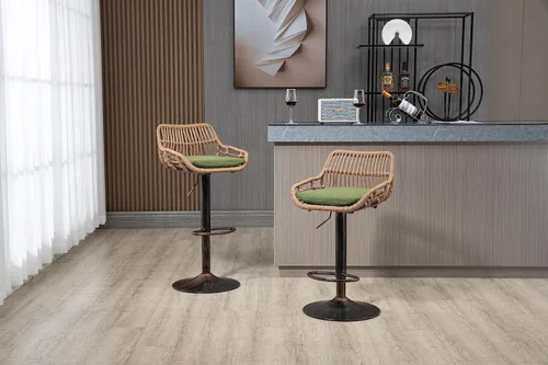 Miniatura 8 de Juego de 2 taburetes de bar giratorios con reposapiés ajustables para cocina, comedor, 2