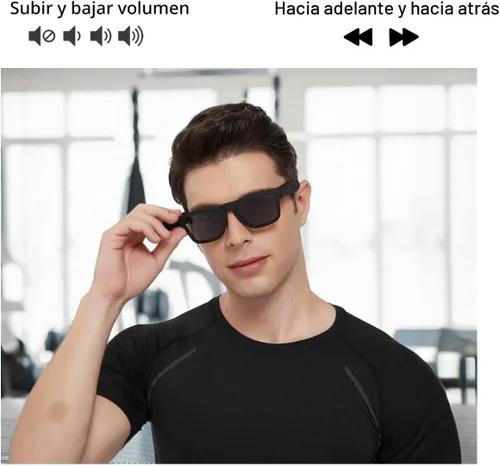 Miniatura 4 de OhO Smart Glasses, gafas de sol polarizadas con altavoz Bluetooth, protección UV atlética/al aire libre y control de voz, unisex (lente gris)