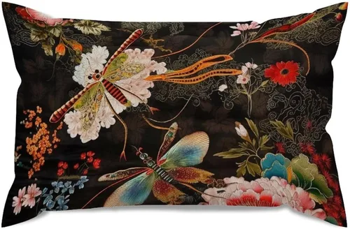Miniatura 13 de ArogGeld Funda de almohada blanca con flores chinoiserie, funda de almohada para sofá, diseño floral verde y blanco, funda de almohada de lino A-12