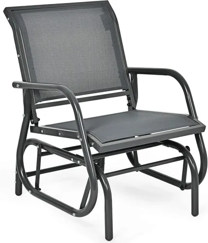 Giantex Silla columpio con marco de metal de estudio, cómoda silla de patio para jardín, porche, patio trasero, piscina, mecedora al aire libre (1,