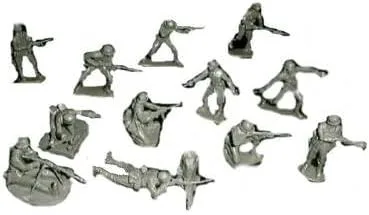 Miniatura 2 de Soldados de juguete clásicos de la Segunda Guerra Mundial Infantería alemana 12 figuras en 12 poses en gris