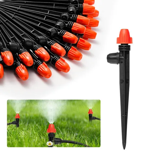 Miniatura 9 de 100 piezas de emisores de riego por goteo para tubos de riego por goteo de 1/4", goteros ajustables de flujo de agua de 360 grados en estaca