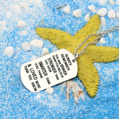 Miniatura 5 de lauhonmin Collar con colgante Always Remember You Are BraverStrongerSmarter Than You Think - Collar con colgante unisex para amigos de la familia
