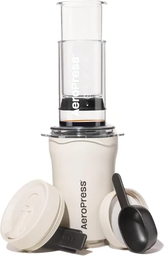 AeroPress Go Plus, Kit pequeño de cafetera portátil, para viajes, camping y oficina, Prensa francesa todo en uno, Hervidor manual estilo prensa Crema