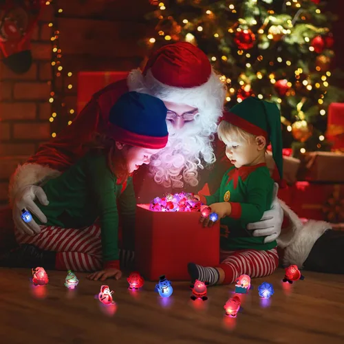 Miniatura 6 de CCINEE Paquete de 54 recuerdos de fiesta de Navidad para niños, collar iluminado, anillos iluminados, pulsera de flash LED, luz intermitente a