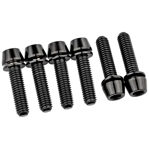 Miniatura 8 de Tornillos hexagonales de titanio M5x20mm con arandela Allen para vástago de bicicleta, paquete de 6 unidades (negro)