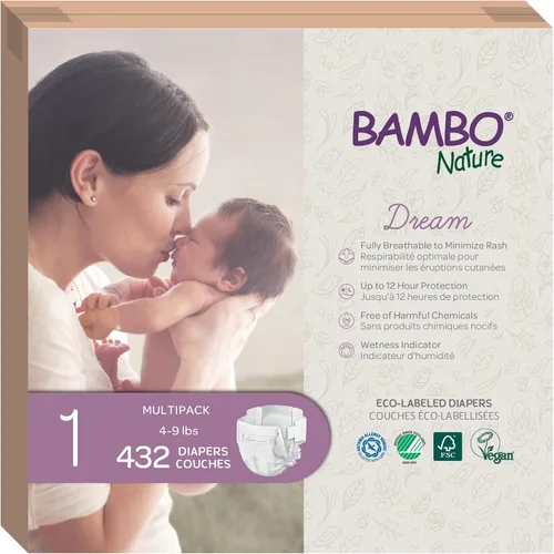 Miniatura 25 de Bambo Nature Pañales hipoalergénicos Dream Baby, pañales sostenibles con etiqueta ecológica de primera calidad, protección mejorada contra fugas