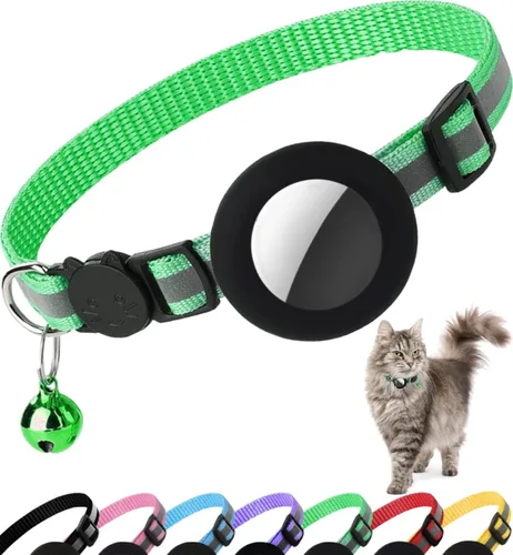 Miniatura 14 de Collar de Gato Airtag Separable, Collar Reflectante para Gatito con Soporte para Apple Air Tag y Campana para Gatos Niña y Niño, 0.4 Pulgadas