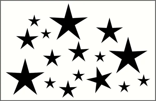 Vinilo adhesivo de pared Variety Star, 16 unidades, 2 a 8 pulgadas, despegar y pegar por Wall Décor Plus Plus, color negro