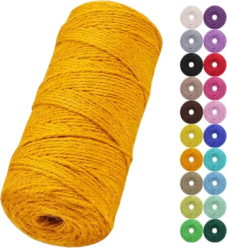 Miniatura 8 de Cuerda de yute natural de 0.079 pulgadas y 328 pies para manualidades, cuerda de yute de colores de 3 capas para envoltura de regalos, jardinería