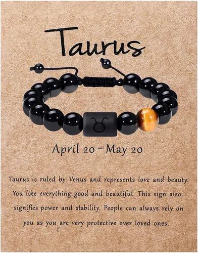 Miniatura 44 de SUMMER LOVE Father's Day Gifts Zodiac Bracelet for Men Women 10mm Natural Black Onyx Stone Star Sign Constellation Beaded Protection Bracelet