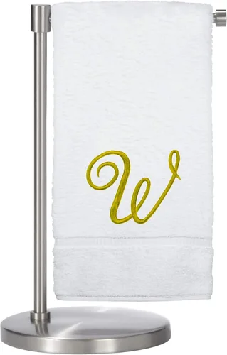 Miniatura 46 de Script R - Toalla de baño con monograma, regalo personalizado, 27 x 54 pulgadas, juego de 1 toalla bordada con texto dorado, 100% algodón turco