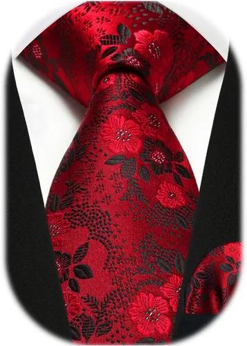 Miniatura 186 de Corbatas florales tejidas clásicas para hombre, corbata cuadrada de bolsillo, corbatas formales para hombres, boda con pañuelo