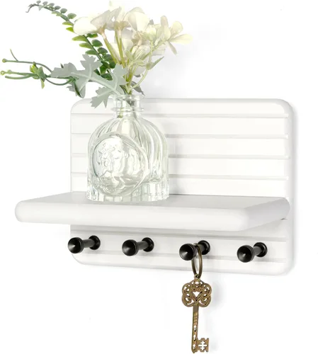 Miniatura 23 de Rebee Vision Soporte de pared de madera de acacia para decoración del hogar, mini llavero de 7 pulgadas para pared con 4 ganchos resistentes