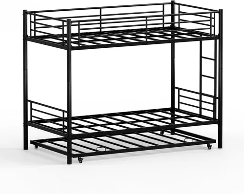 Miniatura 6 de Bellemave Litera de metal con nido, literas de tamaño individual sobre individual con barandilla y escalera para niños/adolescentes, adultos, se