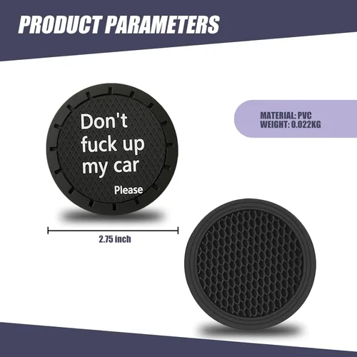 Miniatura 2 de UGSHY 2 unidades de posavasos para tazas de coche, 2.75" de PVC antideslizante y aislante con diseño de nido de abeja, decoración, "No estropees mi