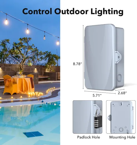 Miniatura 3 de BN-LINK Temporizador de bomba de piscina, caja de temporizador digital para exteriores, resistente programable de 7 días, 2 HP 40 A máximo, 120