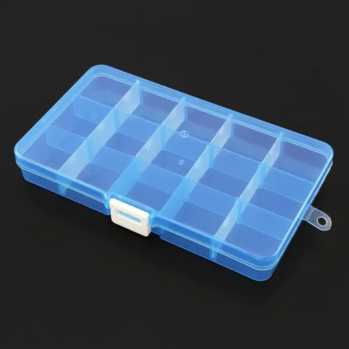 Miniatura 3 de 1 caja organizadora de plástico de 6.7 x 3.9 in con divisores ajustables, caja de almacenamiento de joyas para suministros de oficina, cuentas, Azul