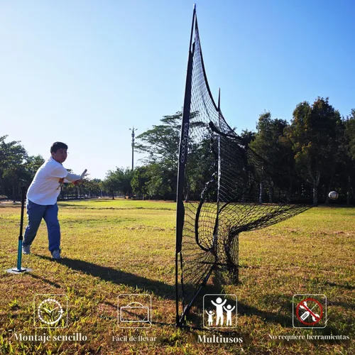 Miniatura 7 de Red de práctica de béisbol y softbol de 7 x 7 pies, red de béisbol portátil para batear, golpear, lanzar viene con bolsa de transporte, Negro