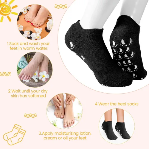 Miniatura 5 de JaGely 6 pares de calcetines hidratantes, calcetines de gel suave para pies secos y agrietados, pieles forradas de gel para el cuidado de los pies