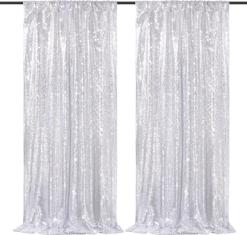 Miniatura 55 de Cortinas de fondo de lentejuelas rosas de 2 piezas, 2 pies x 8 pies, fondo de fotografía, cortina para fiestas con purpurina, fondo de boda, tela