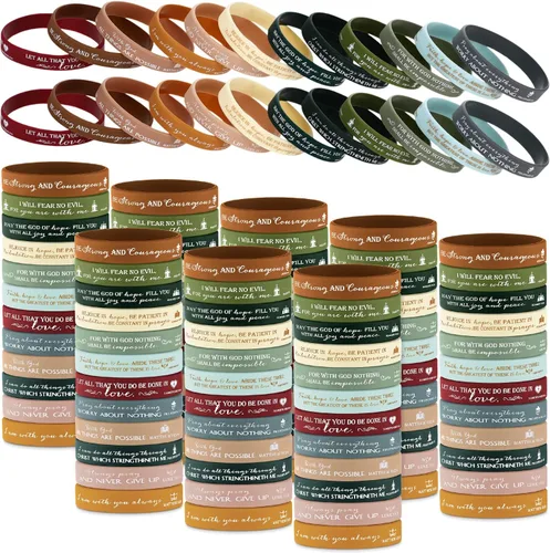 Miniatura 10 de Unittype 240 pulseras cristianas para el día de la madre, pulseras de silicona con versículos de la Biblia, pulseras de goma a granel