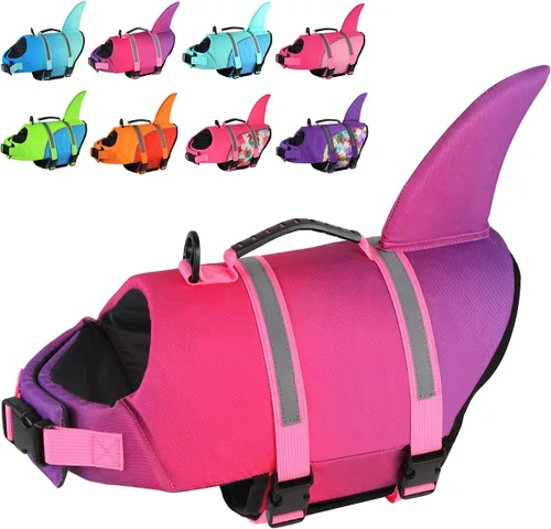 Miniatura 18 de Doglay Chaleco salvavidas para perro, tejido antidesgarros Ripstop, lindo chaleco salvavidas para perros con flotabilidad superior y asa de rescate
