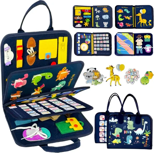 Miniatura 8 de Qizfun Montessori Tablero Ocupado y Libro Ocupado para Niños Pequeños – Juguete Sensorial y de Aprendizaje que Mantiene a los Niños Ocupados